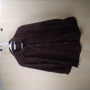 Red Hot Plus Women's size 16 Brown long sleeve button up with a flower print